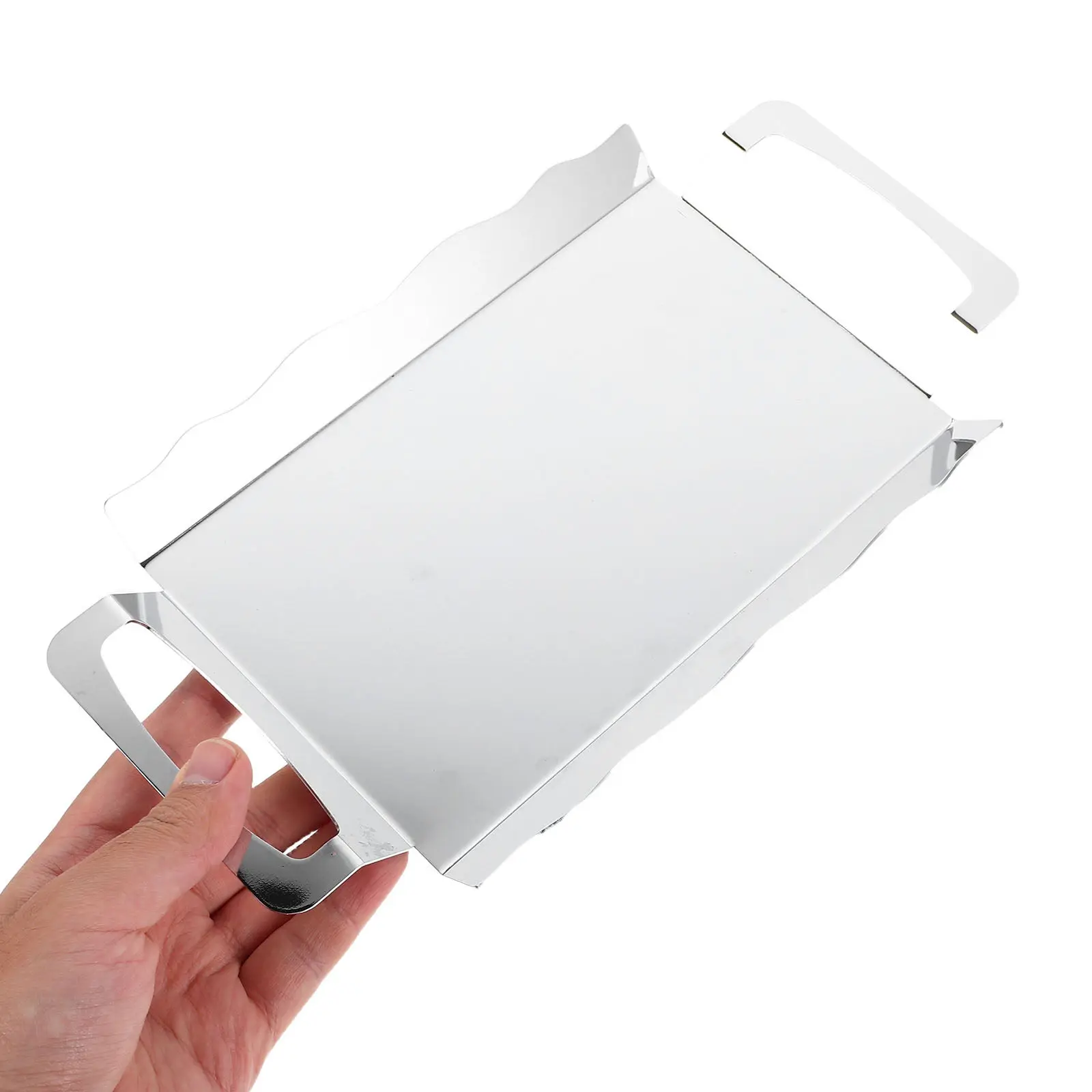 

Modern Stainless Steel Serving Tray with Handles Rectangular Buffet Platter for Parties Bbq Tea Serving Fruit Plate Party