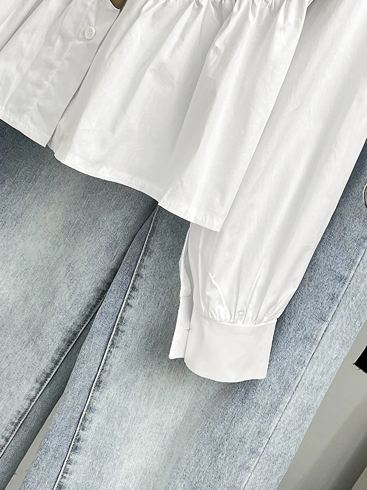 Fashionable Patchwork Shirt For Women 2024 New Fake Two-Piece Long Sleeved Tops Spring Autumn Commuting Simple Female Blouse