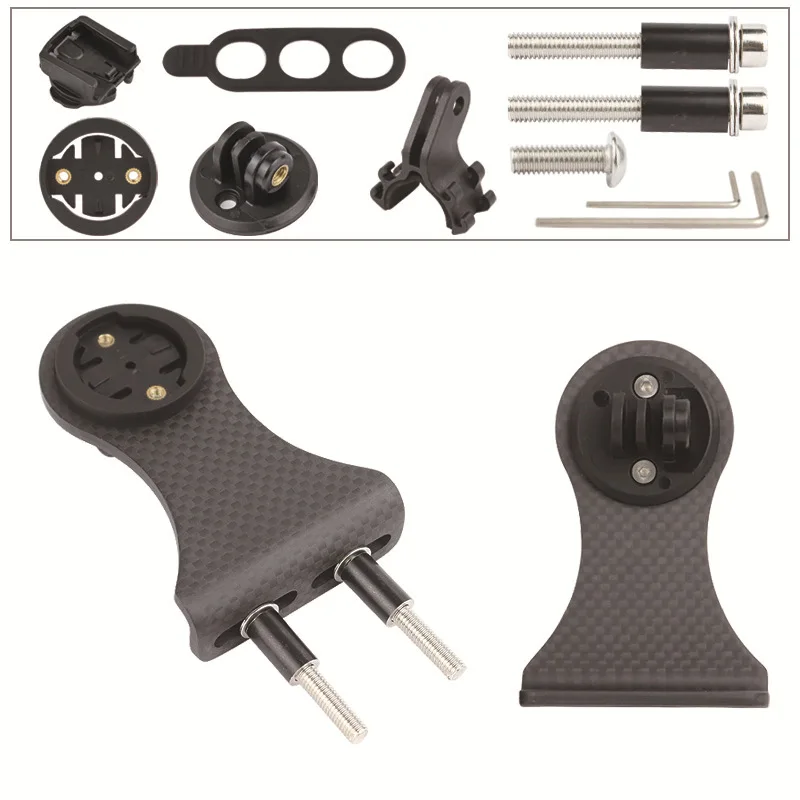 Carbon Fiber Stem Computer Mount, Mountain Road Bike Extended Bracket for Garmin Bryton Gopro Light Mount