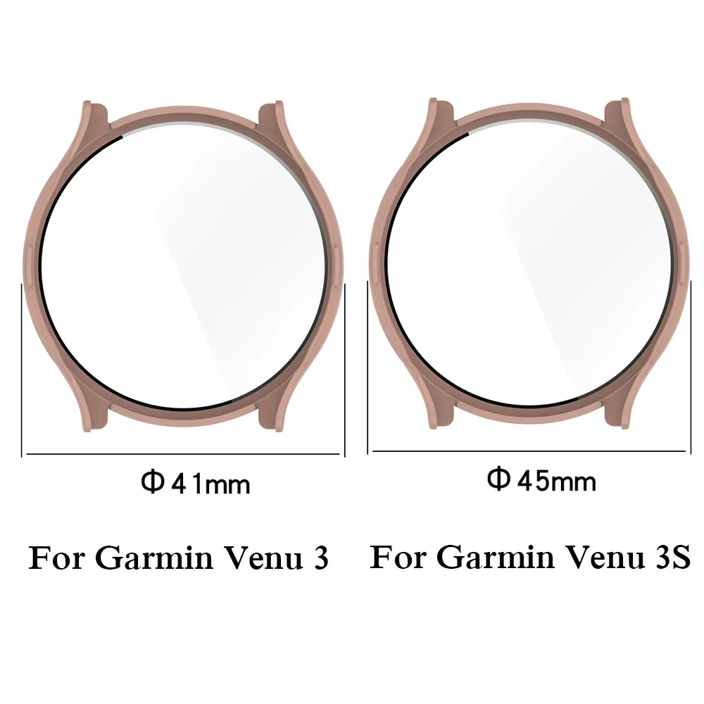 BEHUA 2 in 1 Protective Glass Case For Garmin Venu 3 Venu3S SmartWatch Screen Protector Cases Cover Shell +Tempered Glass Film