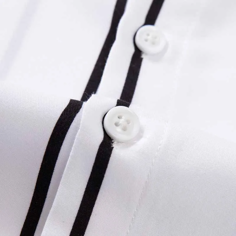 Men's Striped Dress Shirt Long Sleeve Slim Fit Formal Business Wrinkle Resistant Office Blouse Top Fashion Casual Male Clothing view 5