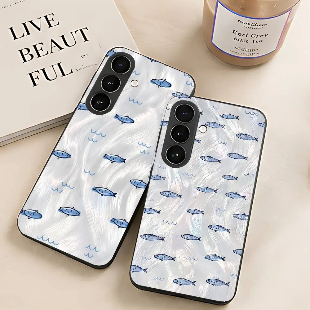 Minimalist Fish Pattern Phone Case For Samsung Galaxy S21 S22 S23 S24ULTRA S25ULTRA FE Ultra Plus5G A52S S26 Shockproof Cover