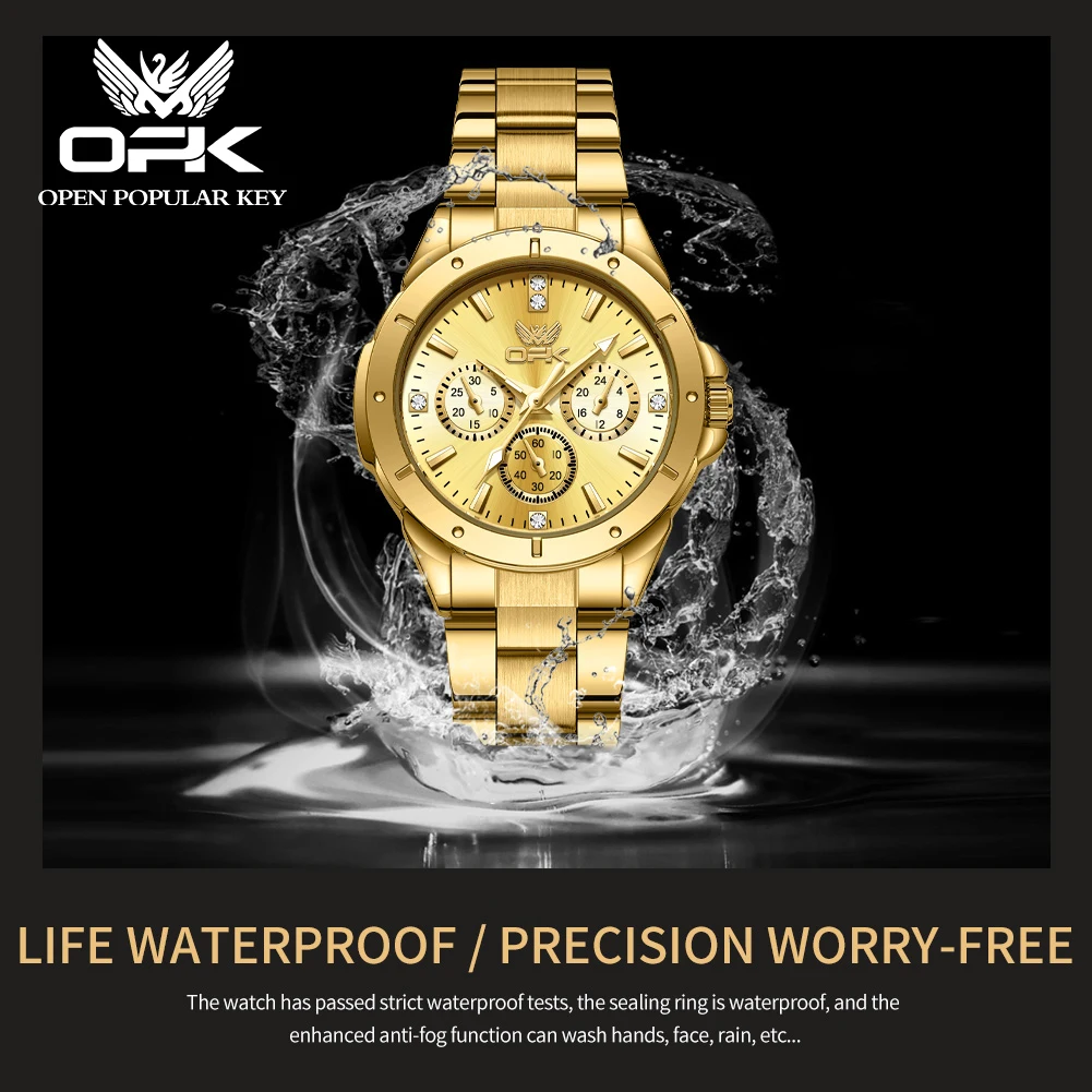 OPK 6001 Orologi da donna Orologio al quarzo originale Cronografo multifunzionale impermeabile Orologi da donna Regali per ragazze Reloj Mujer