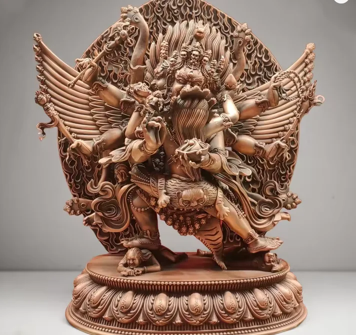 Red Copper Hand-Carved Hayagriva Yab-Yum Statue Tibetan Buddhist Wrathful Yidam Sculpture Altar Decor,15cm,10cm,23cm