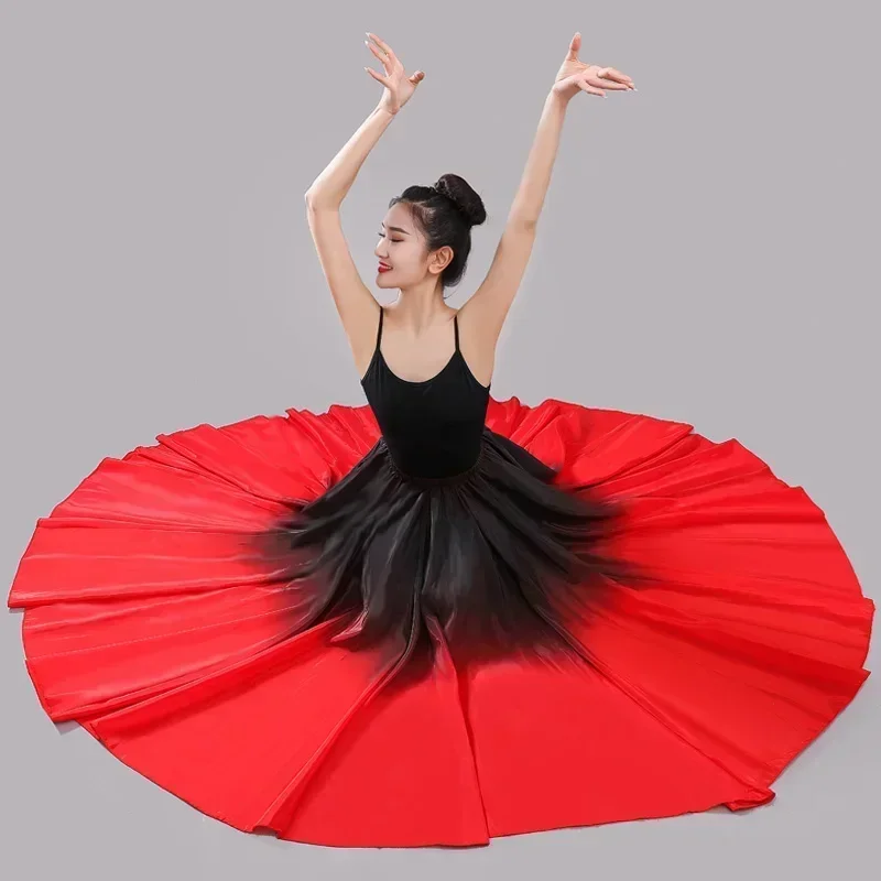 Spanish Flamenco Women Gradient Color Performance Practice Skirt Ladies Big Swing Skirt Xinjiang Ballroom Belly Dance Costume