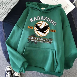 Anime Haikyuu Karasuno Volleyball Club Printed Hoodies Hooded Sweatshirts Pullovers Tops Winter Warm Fashion Unisex Sweatshirts