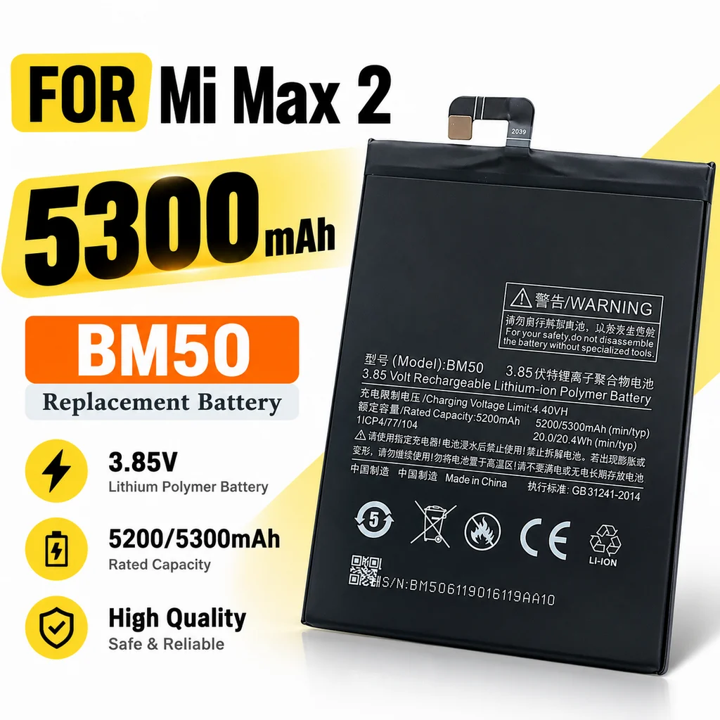 BM50 Rechargeable Phone Replacement Battery For Xiaomi Mi Max / Max 2 Lithium Battery Cell Mobile Phone Repair Spare Part