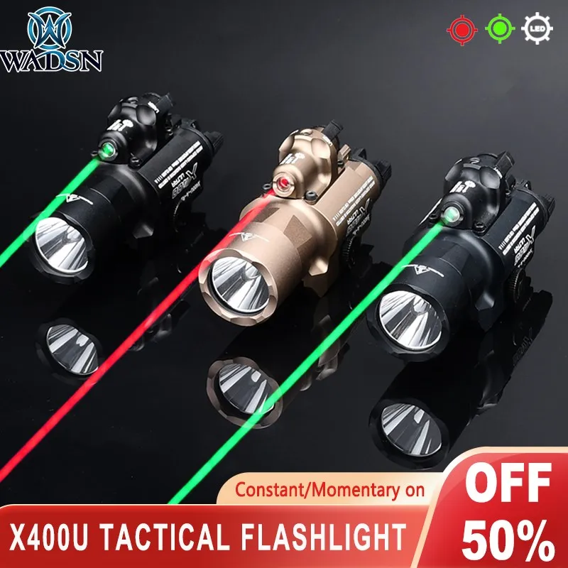 

Wadsn X400U Flashlight Tactical X400U Weapon Light Red Green Laser Sight Hunting Pistol Gun Scout Light Gloc17 Rifle Accessory