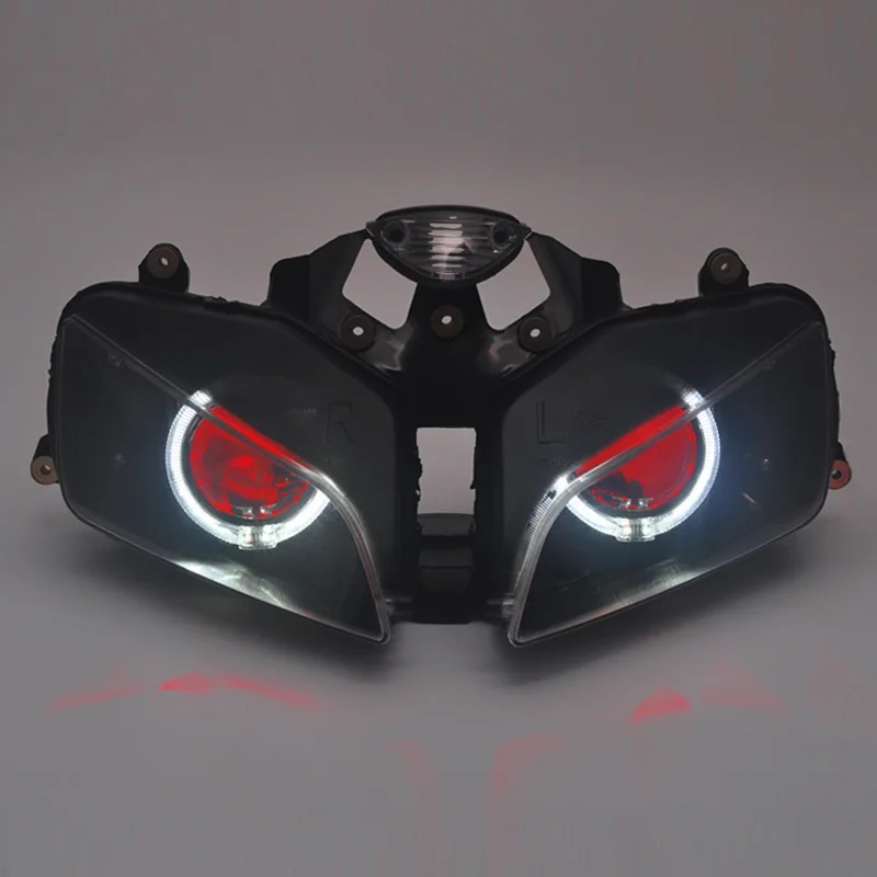 Motorcycle Custom Angel Eye LED Headlight HID Projector Headlamp Assembly faros led moto Head Light For Honda CBR600RR 2003-2006