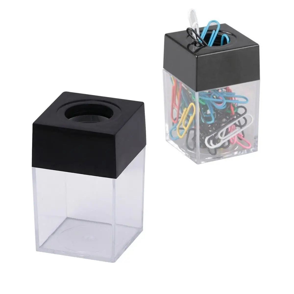 Magnetic Paper Clip Storage Case Creative Paper Clip Holder Office Desktop Paper Clip Dispenser (Black)