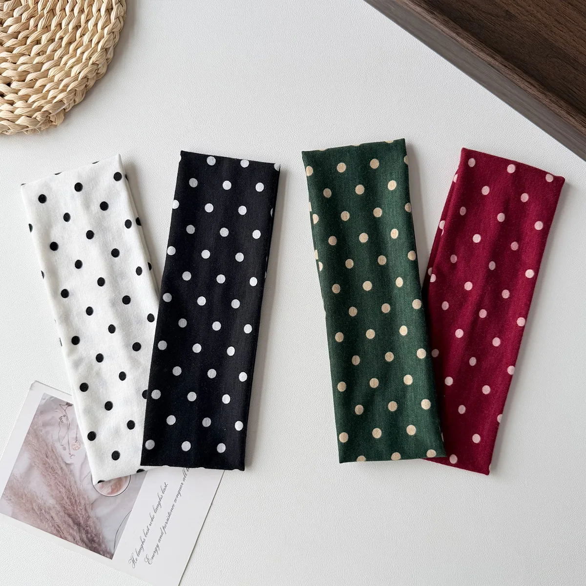 Hot Sale!3PCS Polka Dot Yoga Elastic Headband Women Girl Travel Vacation Makeup Headband Sports Fitness Sweat-absorbent Hairband