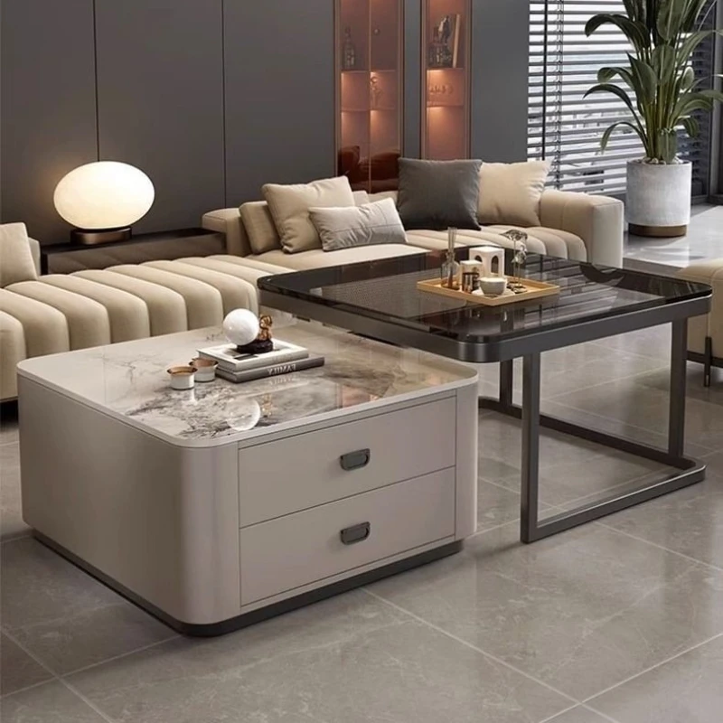 

Складной кофейный столик из сланца для небольшой квартиры, современный простой чайный столик для гостиной, квадратный, для малогабаритных квартир