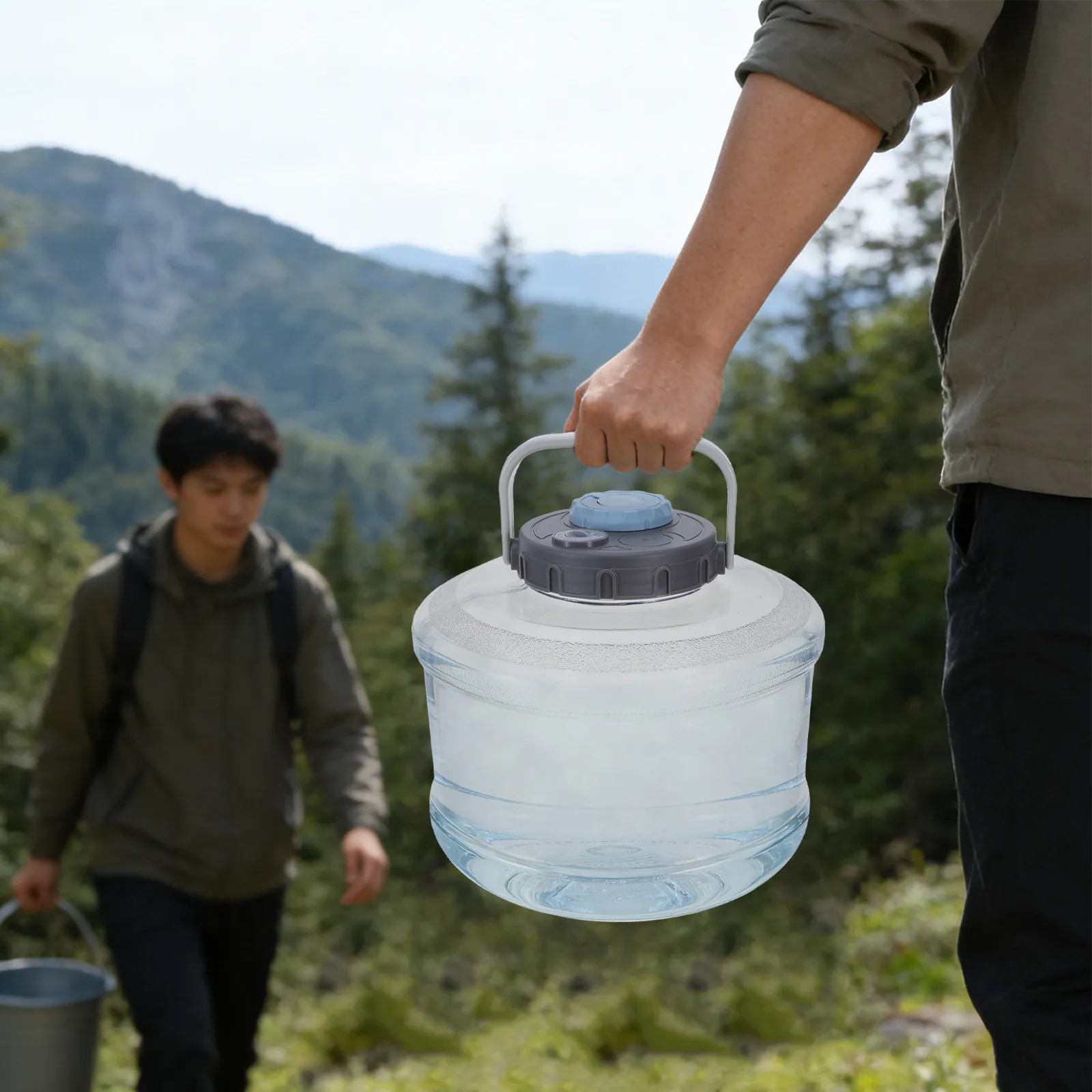 

Портативная прозрачная бутылка-контейнер для воды 5 л для кемпинга, походов, спортзала, путешествий, активного отдыха, утолщенная, из поликарбоната, герметичная, с крышкой с таймером, большой емкости