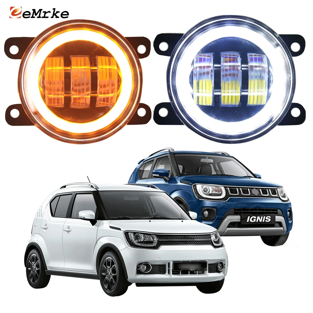 

2x Car LED Angel Eye DRL for Suzuki Ignis FF21S 2016 2017 2018 2019 2020 2021 Fog Lights Assembly Lens Yellow Turn Signal Lights