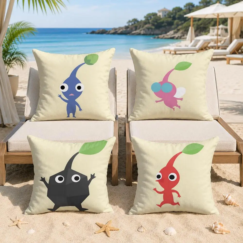 P-Pikmin CUTE Cartoon Cushion Cover Silky Short Plush Invisible Zipper Dustproof Sofa Pillow Case For Home Decor