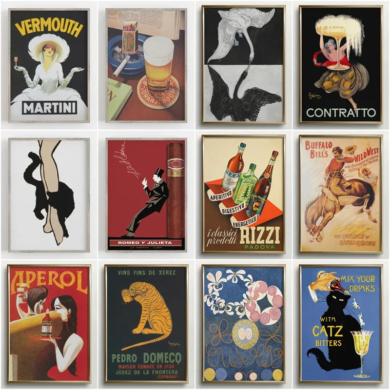 Vintage Rodeo Poster Beer and Cigarette Print Canvas Painting Wall Art for Retro Bar Living Room Home Decor