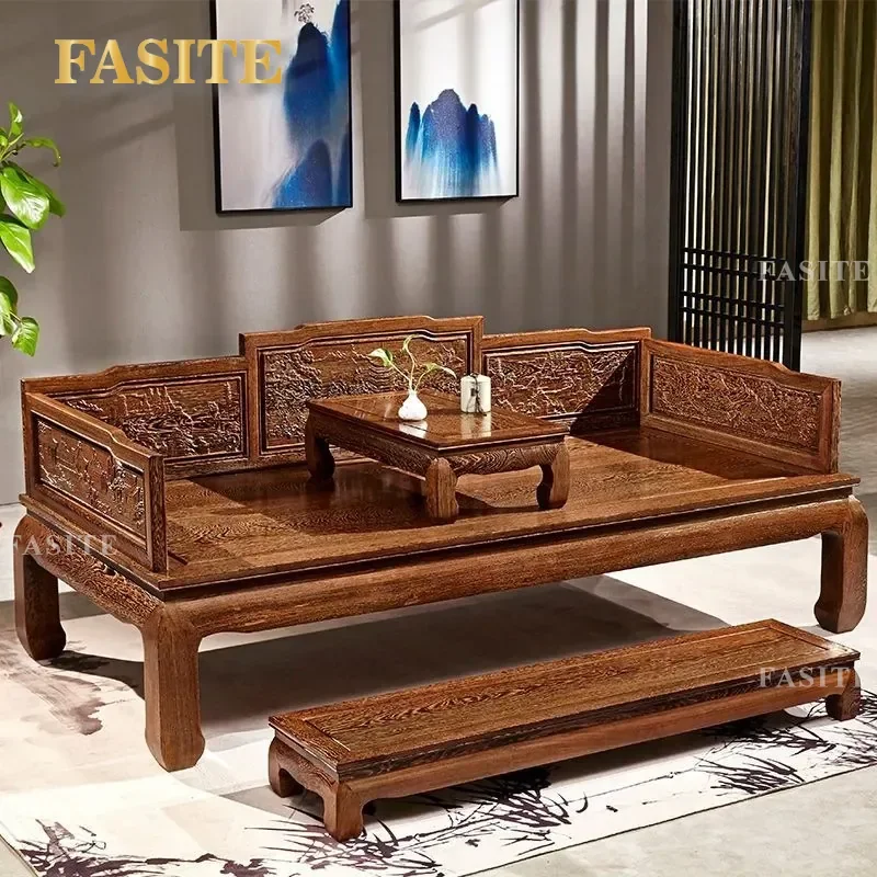 For Chinese Arhat Bed National Standard Wood Solid Wood Mortise and Tenon Sofa Living Room Furniture