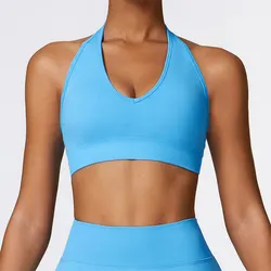 Nowe bezszwowe kobiety biustonosze do jogi Fitness wyścig z powrotem biustonosze sportowe nylonu Top kobiety biustonosz seksowne bielizna przewiewna dla kobiet Halter siłownia