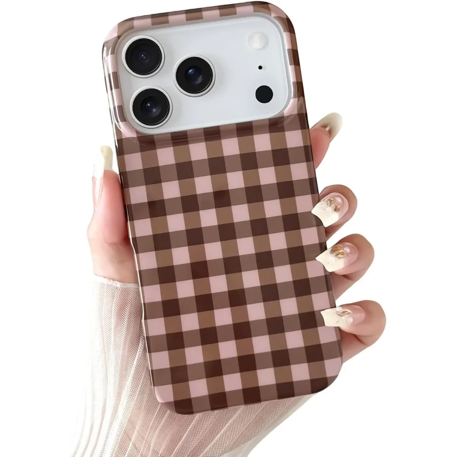 حافظة لهاتف آيفون 17 برو، حافظة هاتف جمالية لطيفة من القماش القطني، غطاء هاتف ناعم نحيف مقاوم للصدمات من مادة البولي يوريثان الحراري للنساء والفتيات - بني #1