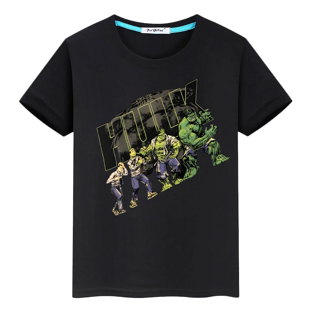 The Hulk t shirt for kids boys 10year Print 100%Cotton pride tshirt Marvel Kawaii Anime Short y2k one piece kids clothes girls