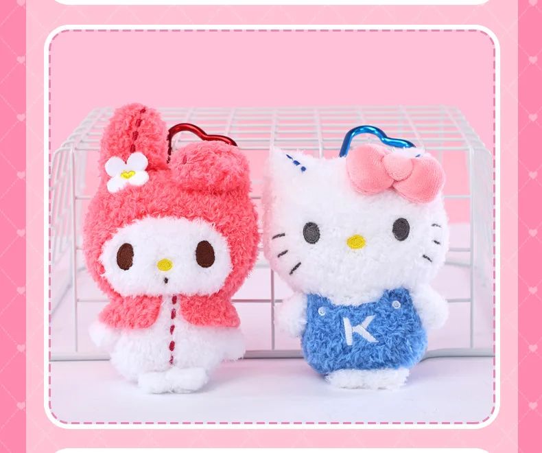 Sanrio Hello Kitty Melody Cinnamoroll Keroppi Badbadtz-Maru Stofftiere Anhänger Plüschtiere Schlüsselanhänger Anime Schlüsselanhänger Geburtstagsgeschenk – Detail 12