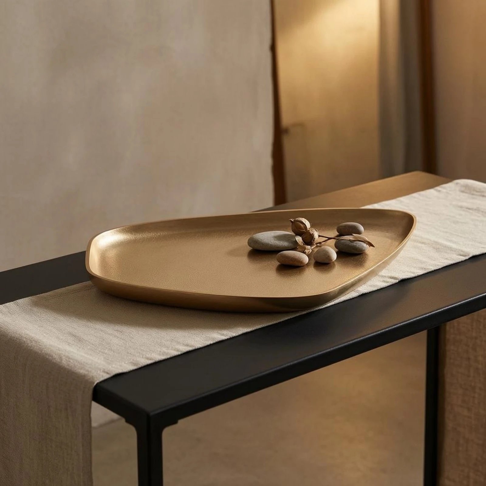 Aluminum Tray Curved Edges Decorative Serving Tray Metal Dessert Platter Slim Design Stainless Steel Platter Lightweight