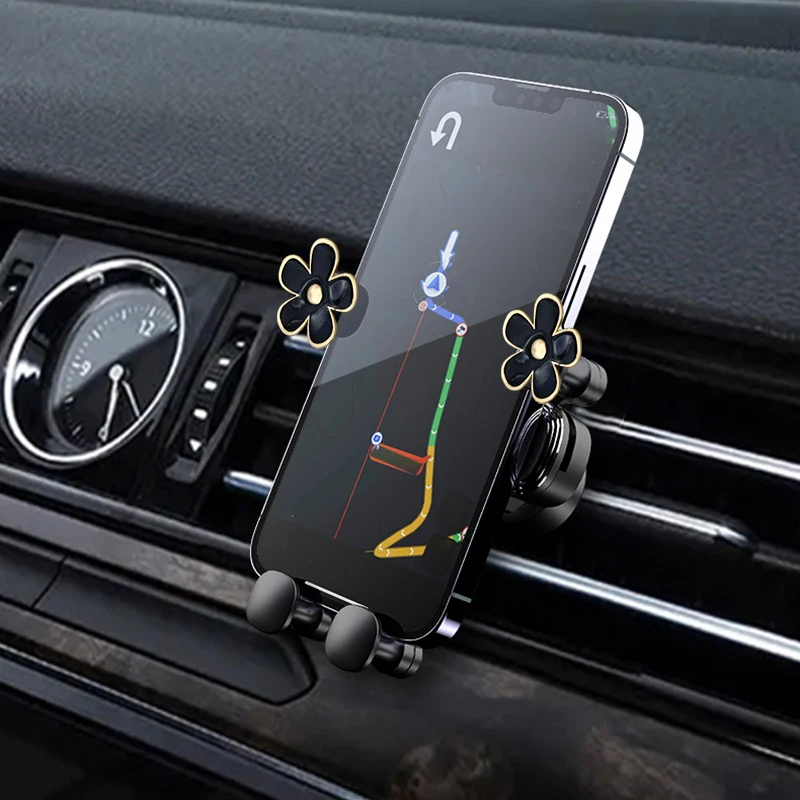 Auto-Lüftungsschlitz-Handyhalterung mit Blumenmuster, Auto-Navigationsständer, Auto-Dekorationszubehör für Frauen – Detail 2