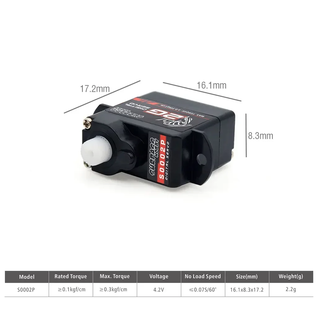 Servo Digital de avión RC, transmisión de plástico de 2g, alto par, alta velocidad, bajo voltaje, Micro Servo con tornillo de brazo para avión RC