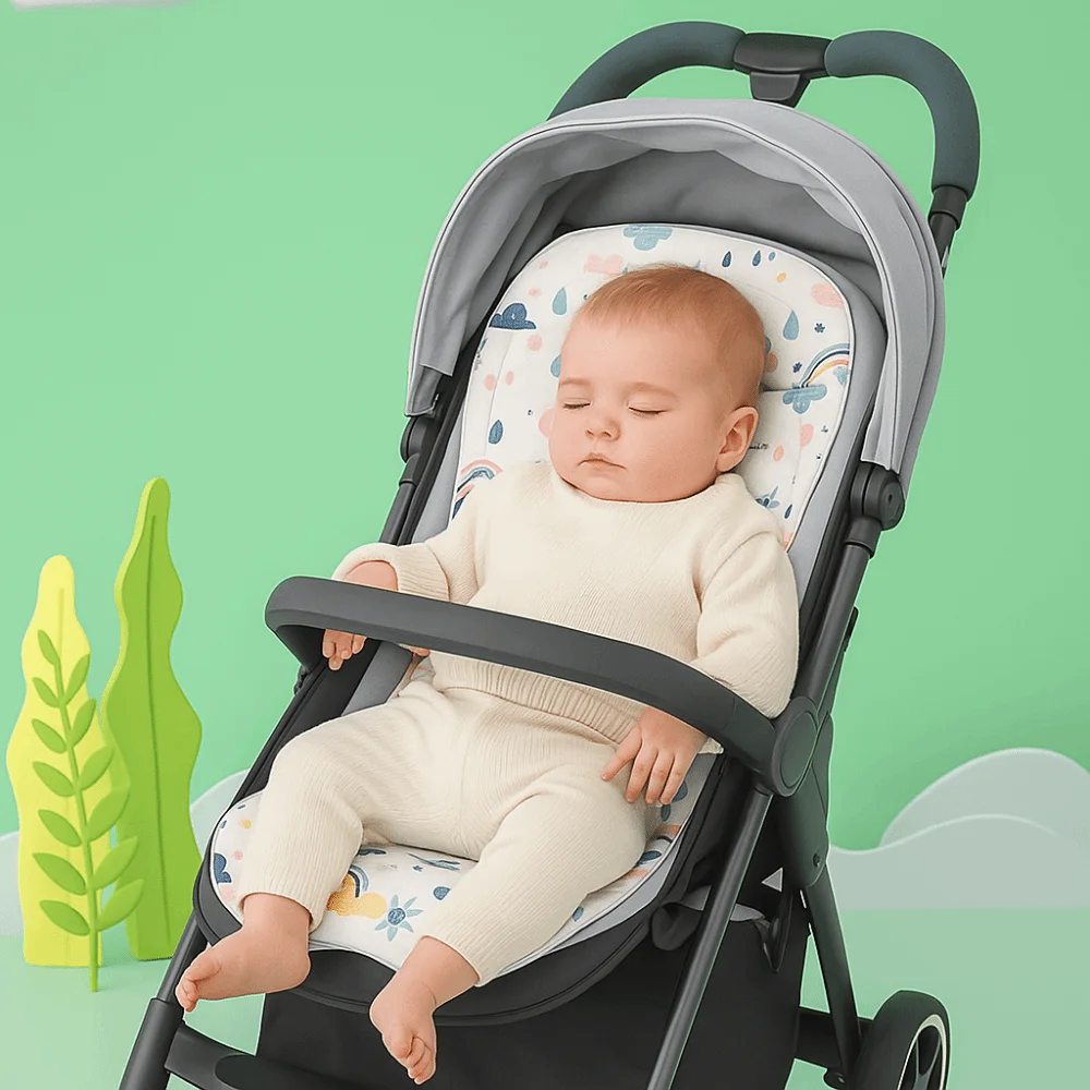 

Soft Baby Stroller Cushion Comfortable Breathable Baby Pram Seat Mat Car Seat Cartoon Printed Dining Chair Cotton Pad Kids