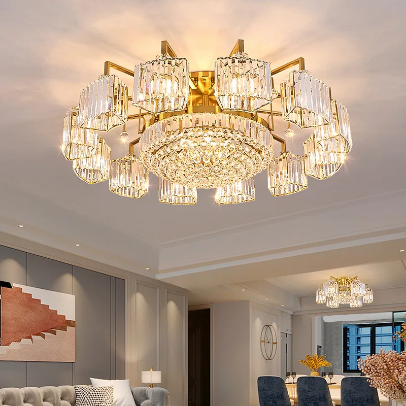 Modern living room LED crystal headlights, grand and luxurious, golden 1.2 meter dining room master bedroom ceiling lighting fix