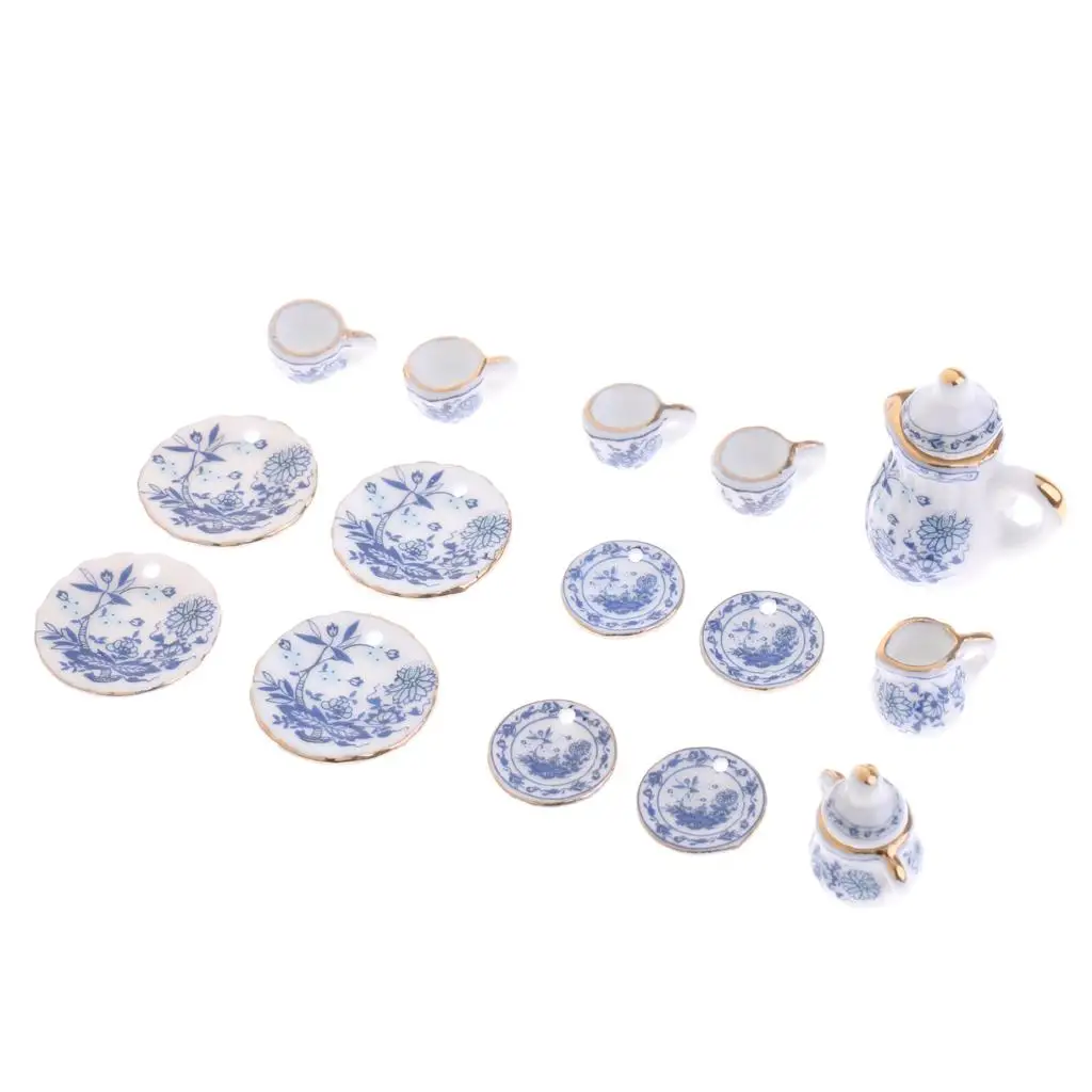 15-piece Miniature Ceramic Tea Set, Tea Service, . Teapot, Teacups,