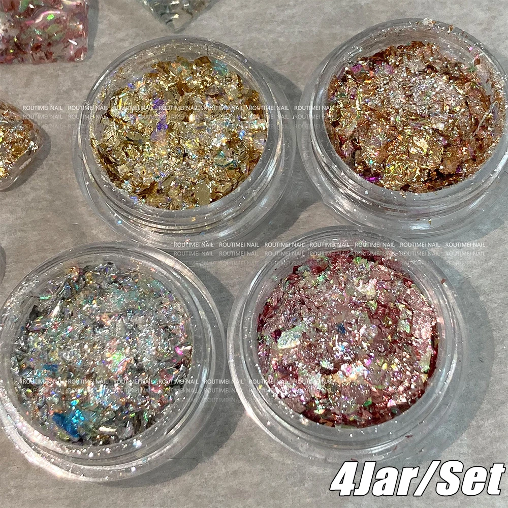 1/4Box Golden Silver Glitter Nail Opal Flakes Irregular Aluminum Paillette Nail Sparkles Foil Paper Flakes Nail Art Decoration