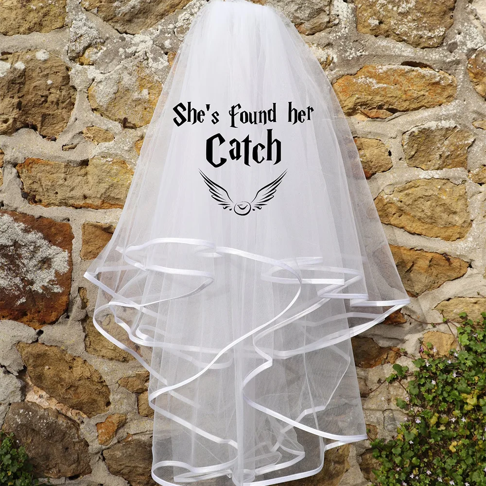 

White Veil She's Found Her Catch Wizard Hen Do Bachelorette Veil Theme Bridal Party Wizard Gothic Wedding Bride To Be Gift