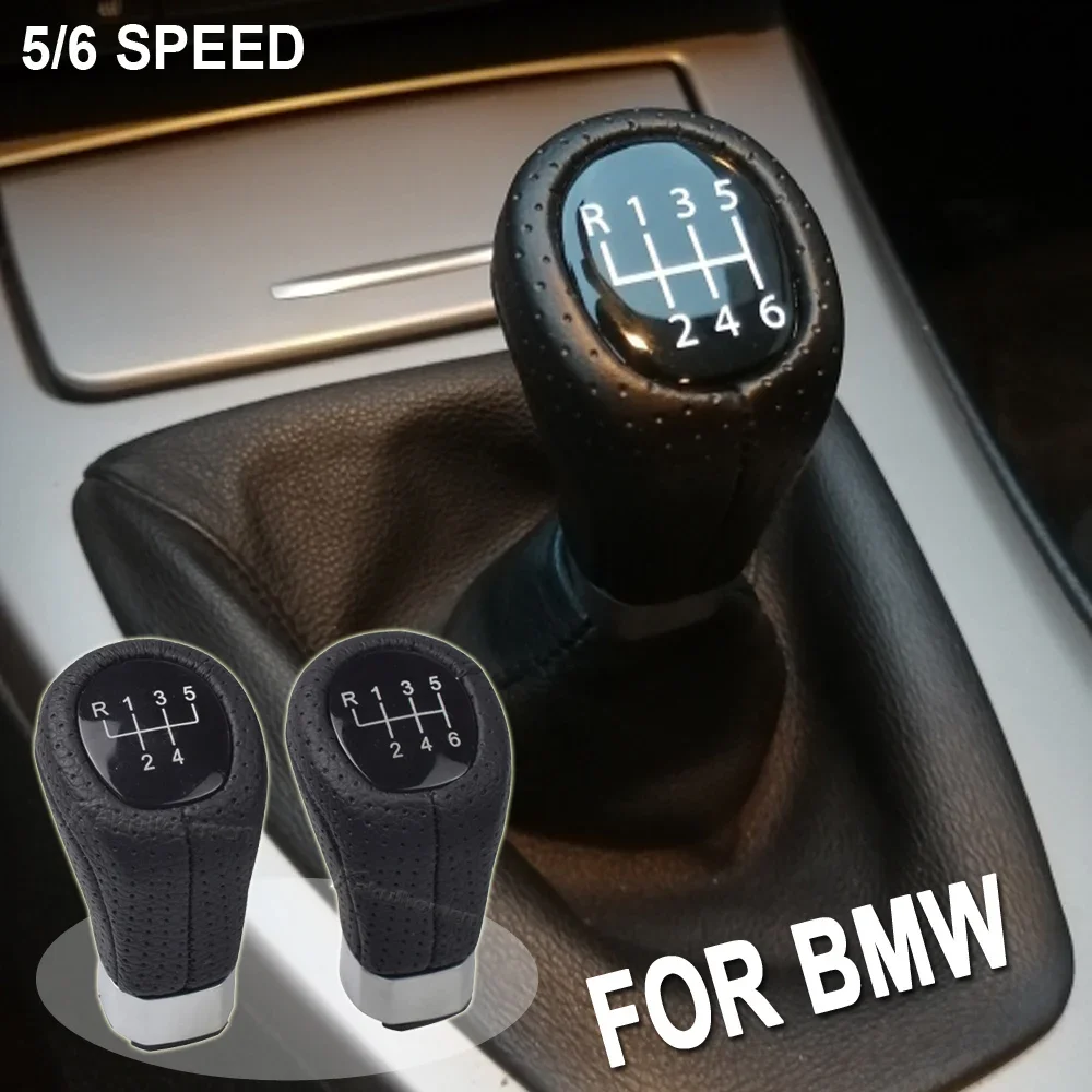 1Pcs Black Leather Gear Shift Knob Cover 6 Speed For BMW E46 330ci E60 M5 525i 528xi E61 535xiT E63 M6 E64 645ciConv Accessories