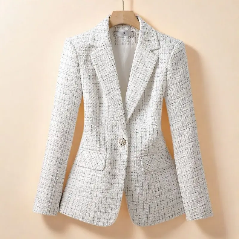 

Ele White ort Women's Jaet 2024 Autumn Winter Faion Design Classy Chic Button Detail Long Sve Coat