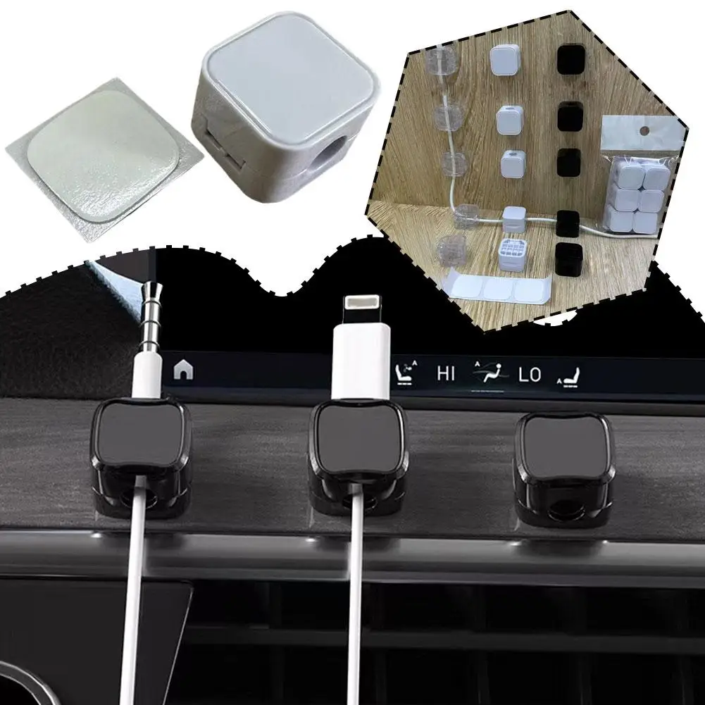 Universal Square Data Cable Storage Line Cable Clips Wire Cable Smooth Adjustable Desk Keeper Cable Holder Management Cord U8r6