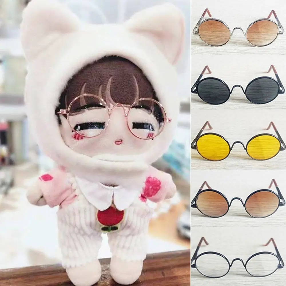 Fashion Mini Plush Doll for 1/31/4 BJD For 15~20cm Dolls Plush Doll Eyeglasses Cute Round Frame Glasses Clothes