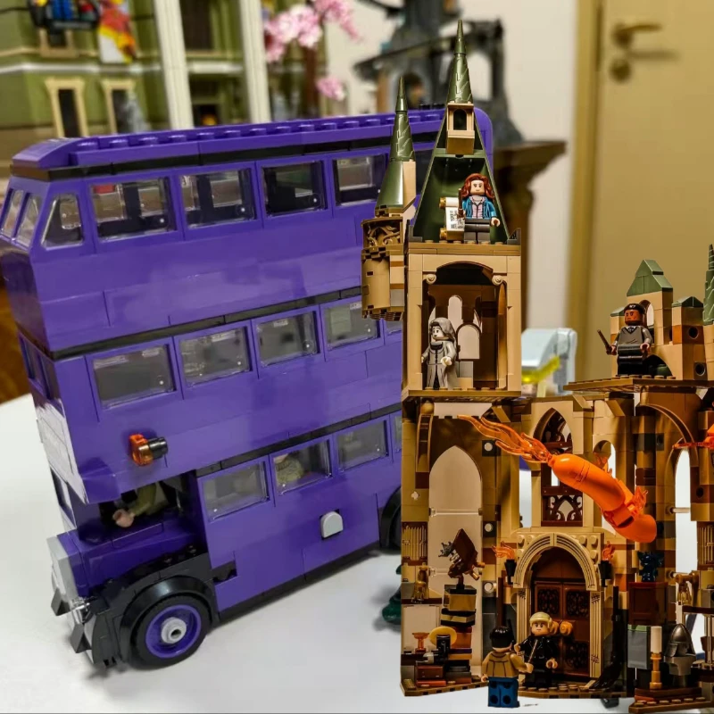 Cámara de secretos The Burrow Knight Bus Quidditch, modelo de habitación de requisito, bloques de construcción, libro de Anime, juguetes para regalos de cumpleaños
