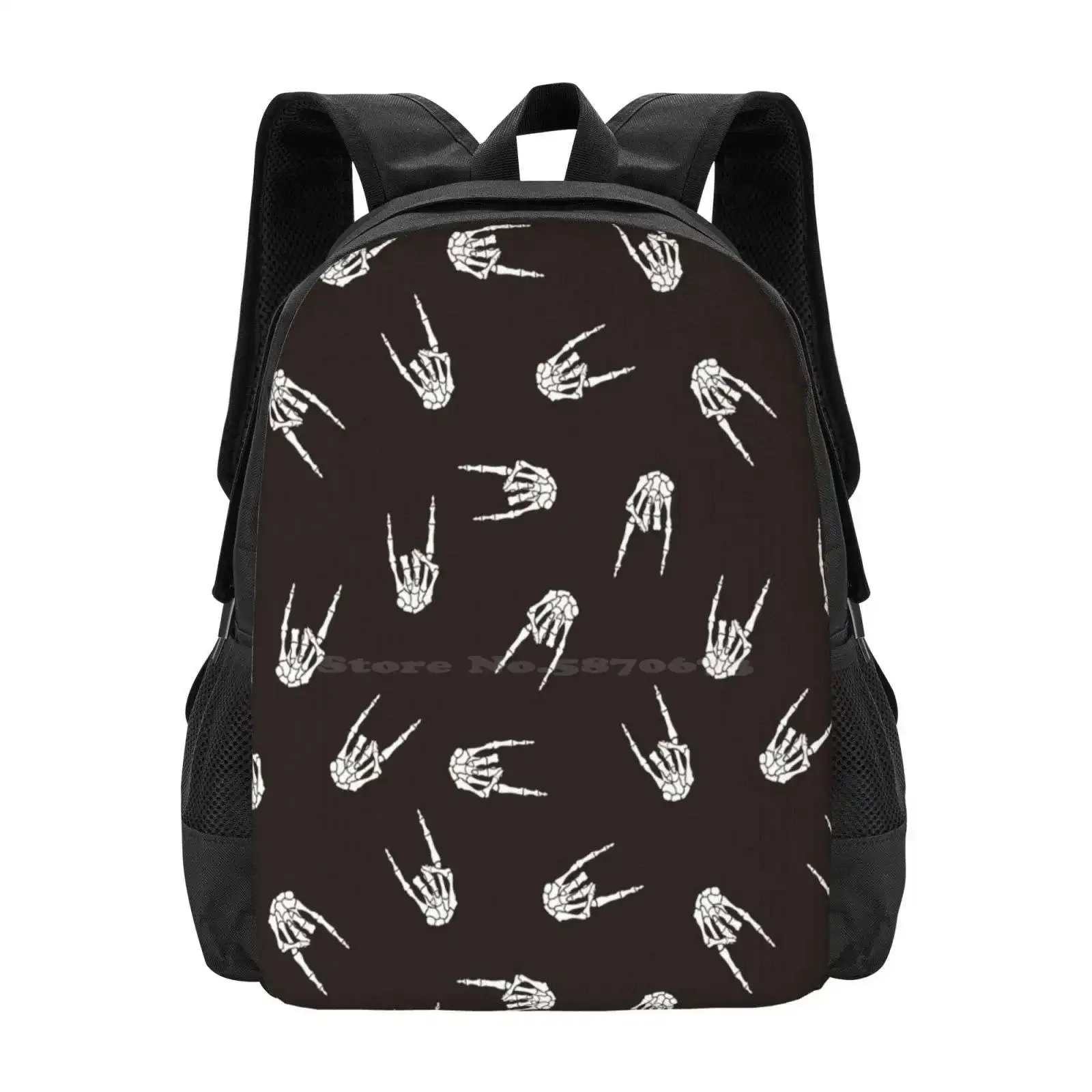 

Rock Bones Hot Sale Schoolbag Backpack Fashion Bags Bones And Roll Pattern Music Heavy Metal Hand