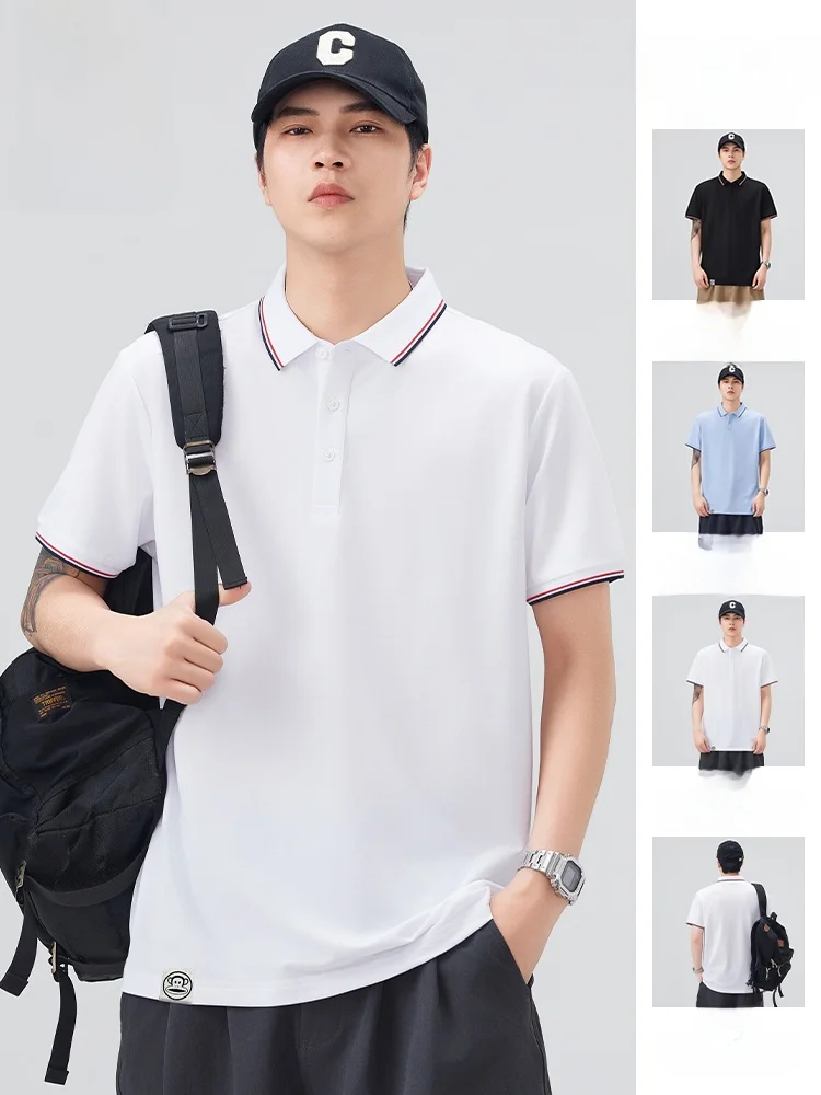 

Летняя тонкая футболка Paul Frank из ледяного шелка для мужчин, с отложным воротником, повседневная, свободного кроя, из полиэстера, хлопка и модала.