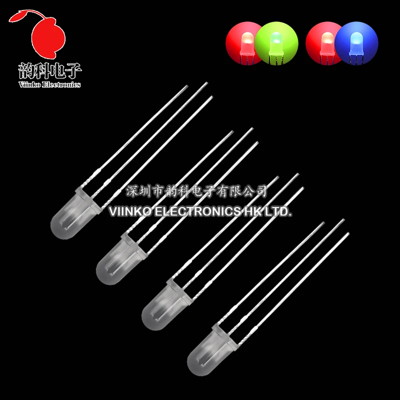 50pcs F5 5MM Round Clear / Fog Two Color Common Anode / Cathode LED Red & Green Red & Blue Bi-Color 3 Pins Light Emitting Diode