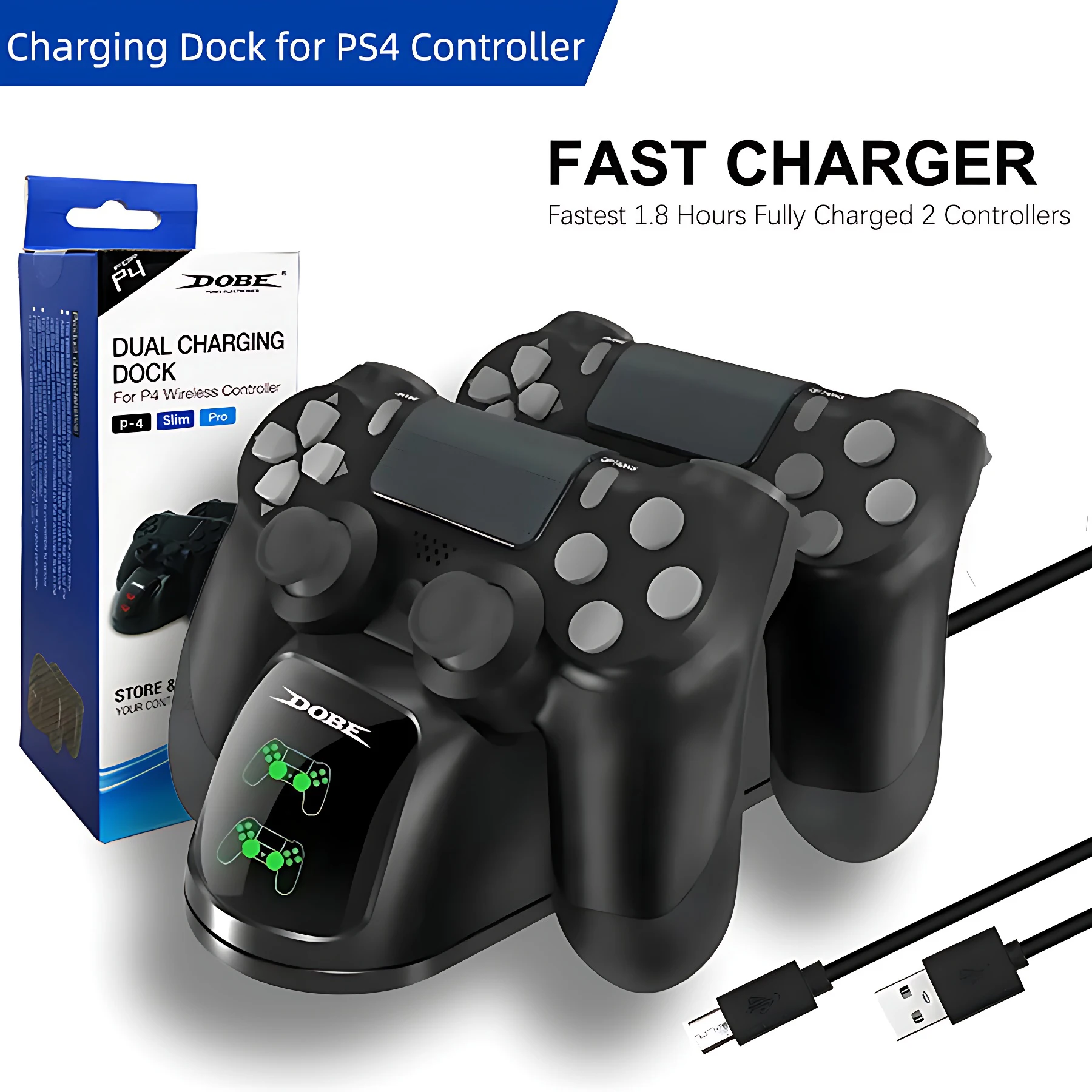 For PS4 Controller Charger Dock Station For Playstation 4 Slim Pro Handle Charging Dock With Indicator Light Game Pad Charger