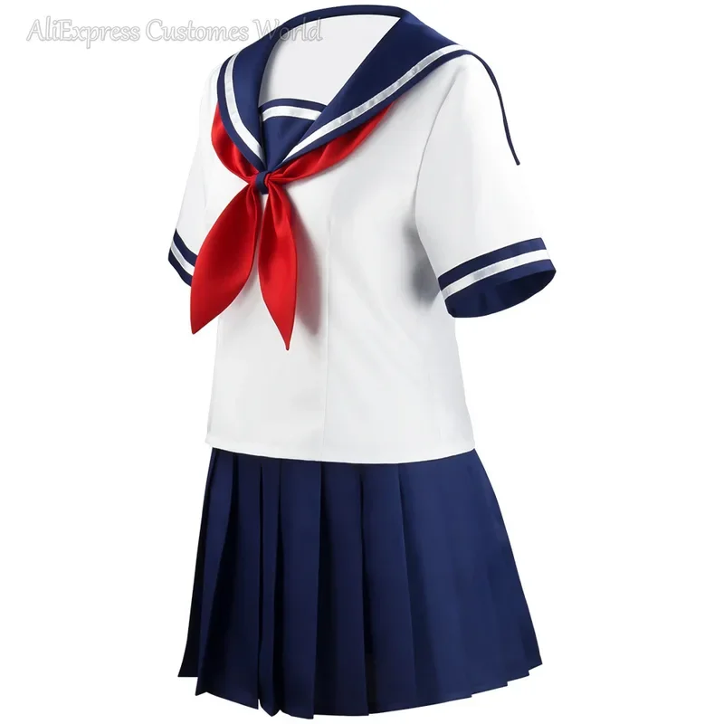 HN8 Game Yandere Simulator Косплей Костюм Ayano Aishi Sailor Костюм Футболка + Юбка Косплей Подарочная Униформа Chan JK Школьные Женщины O8...Gf
