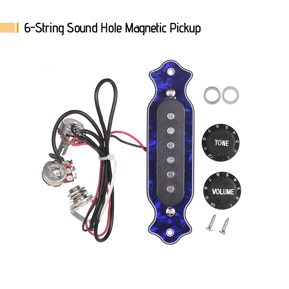 ボリュームコントローラー付き磁気ピックアップ,6弦サウンドホール付きブルーパールシェル,フォークアコースティックエレキギター