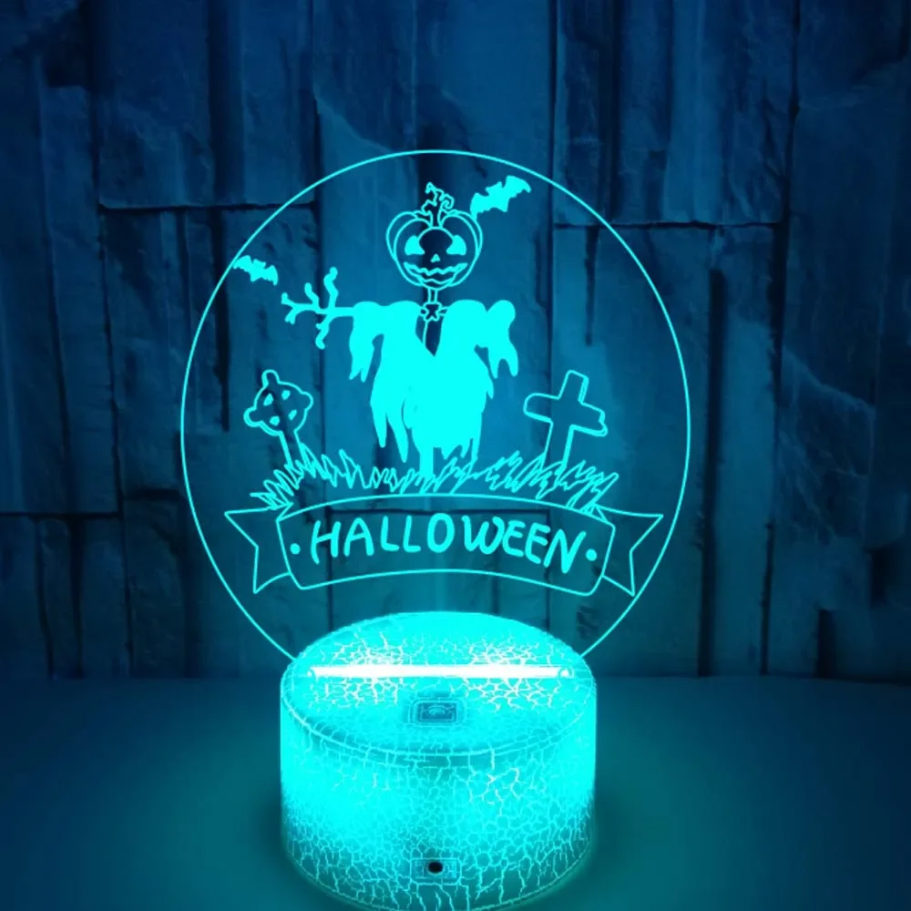 Pumpkin Ghost LED USB Night Light, 7 cores diferentes, abajur de cabeceira do quarto, presente decorativo para crianças de Halloween