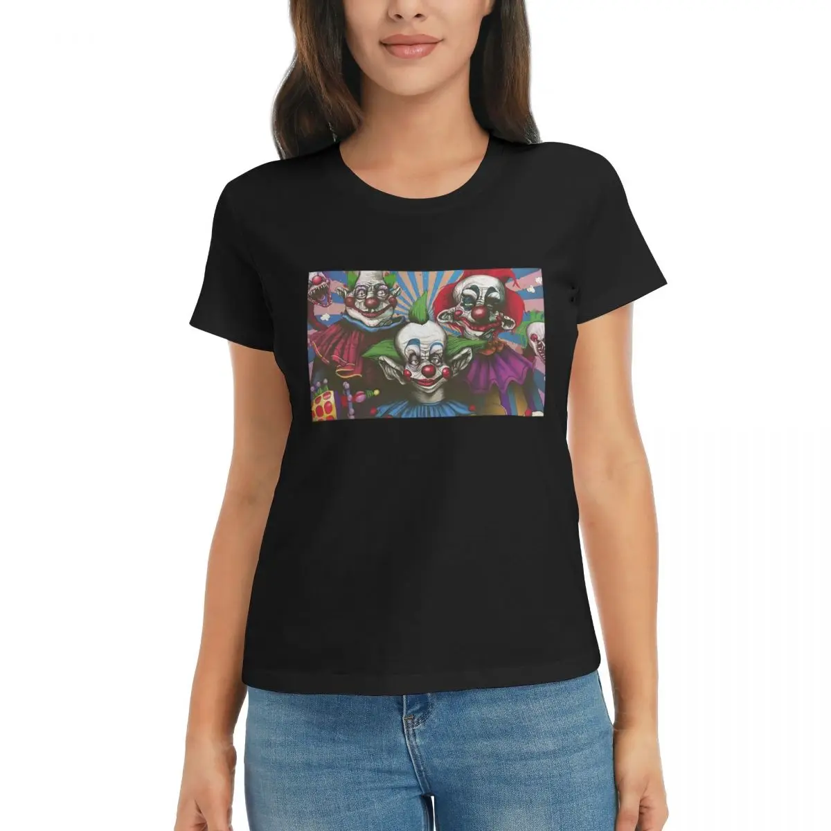 

Women T-Shirt Killer Klowns From Outer Space Film Summer Short Sleeve Tees O-Neck Cotton T Shirts Clothes Tops Streetwear
