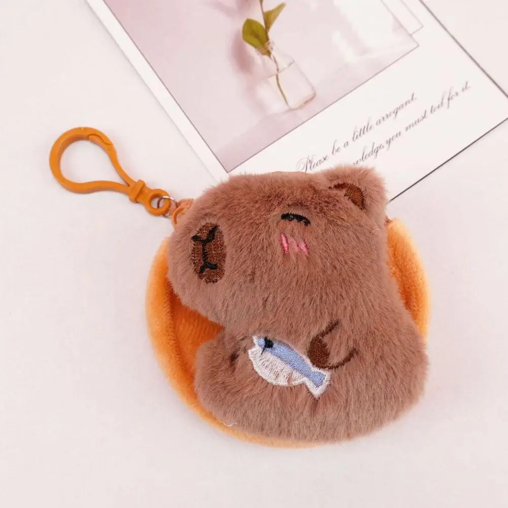 Creative Capybara Anime Plush Coin Purse Fashion Kawaii Mini Coin Purse Round Cartoon Bags Headphone Bag Pendant