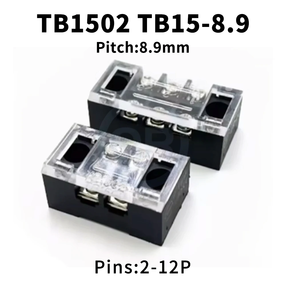 (5 pcs) TB1502 TB15-8.9mm Terminal Block 32A 450V Wire Connector Fence Power Terminal Block 2P 3P 4P 5P 6P 7P 8P 9P 10P 11P 12P