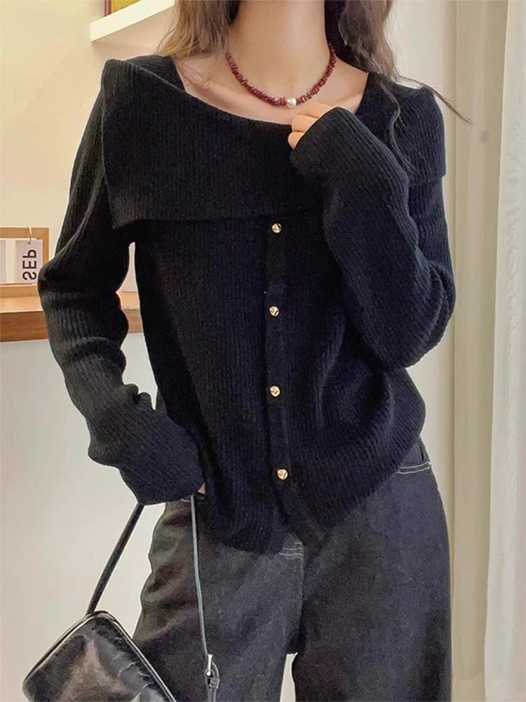 Women's Knitted Woolen Open Cardigan Flip Collar Base Shirt Trendy Autumn Fashion European Style Commute Style Regular Fit Lo...