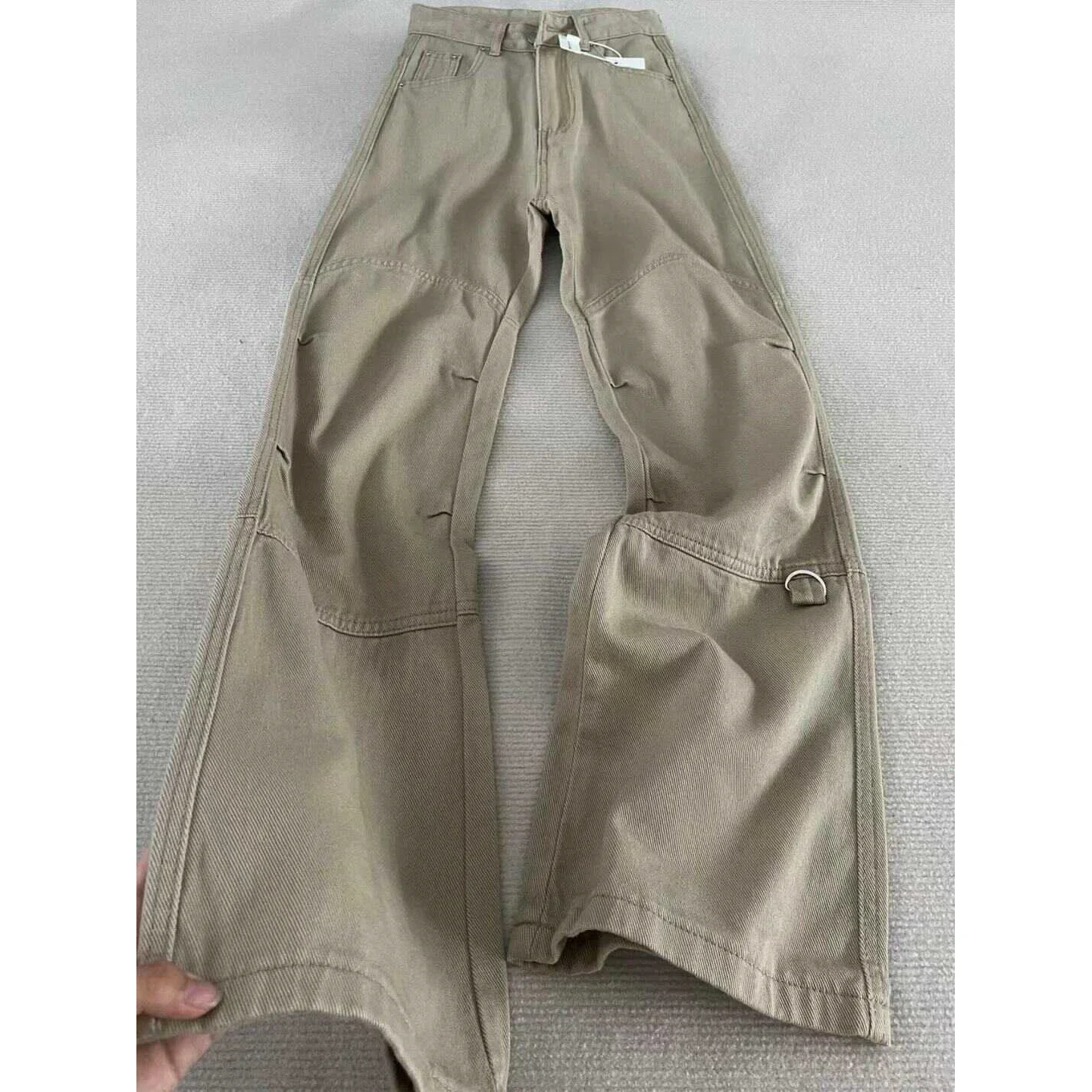 Extended version of workwear khaki bootcut jeans for women summer new American loose slimming straight floor mopping pants y2k